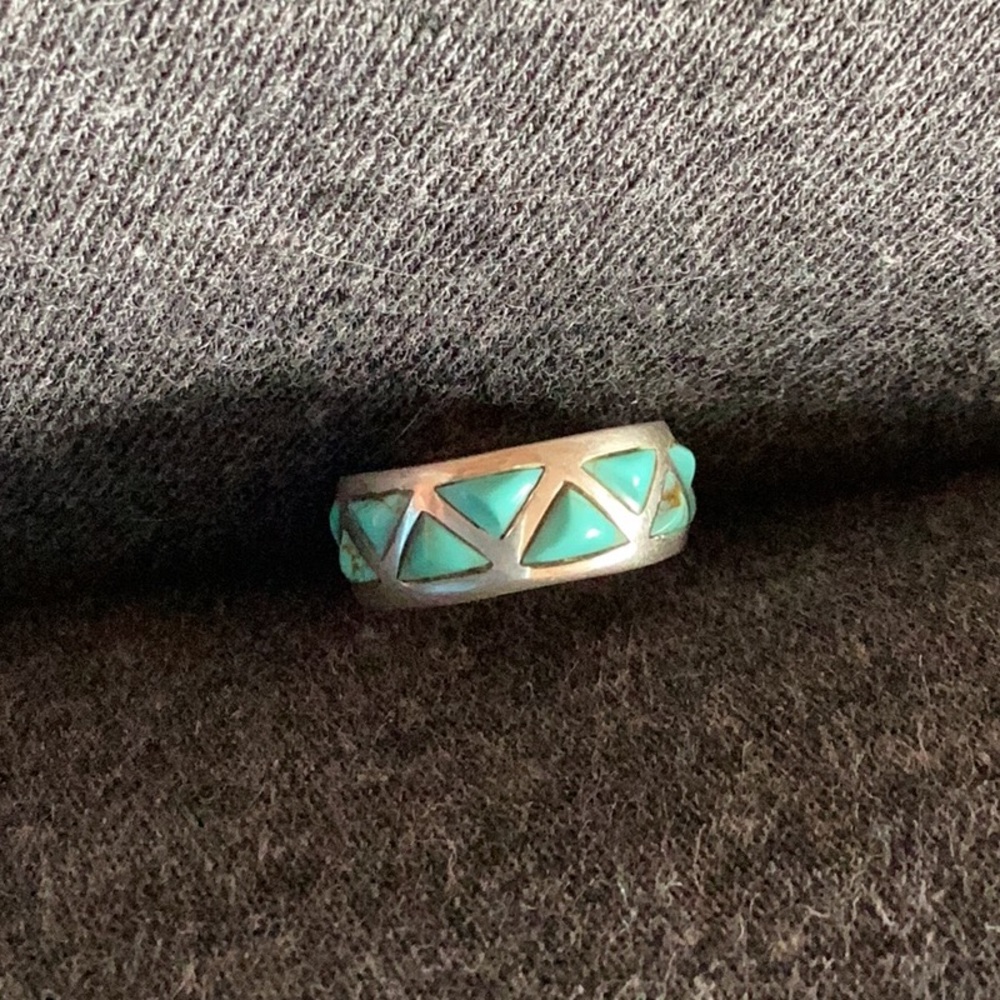 Ring Native American Sterling Silver Turquoise inlay Unworn